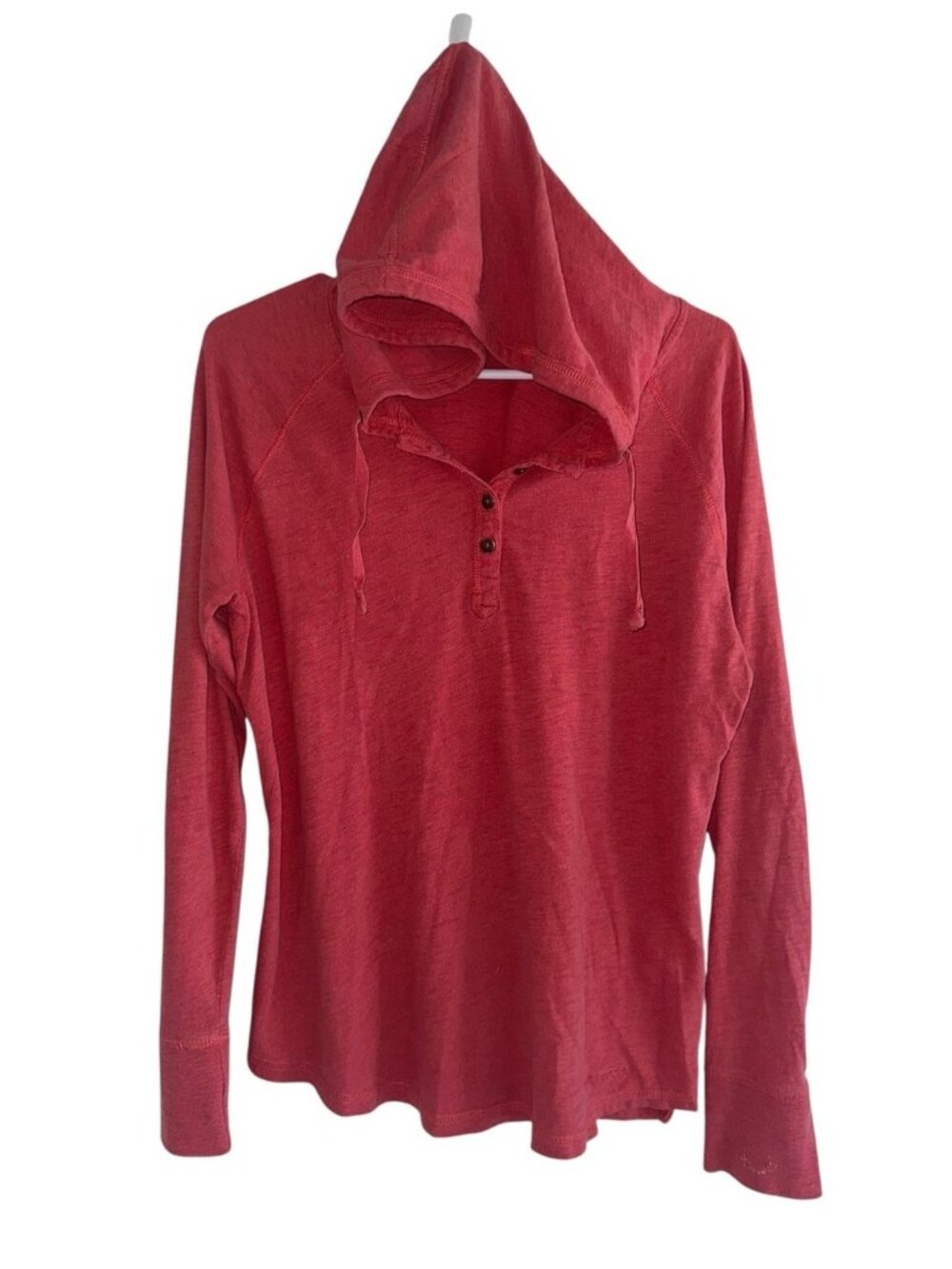 Carhartt Womens Coleharbor Henley Hoodie Sz M Muted Red 100% Cotton